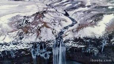 冰岛鸟瞰瀑布
